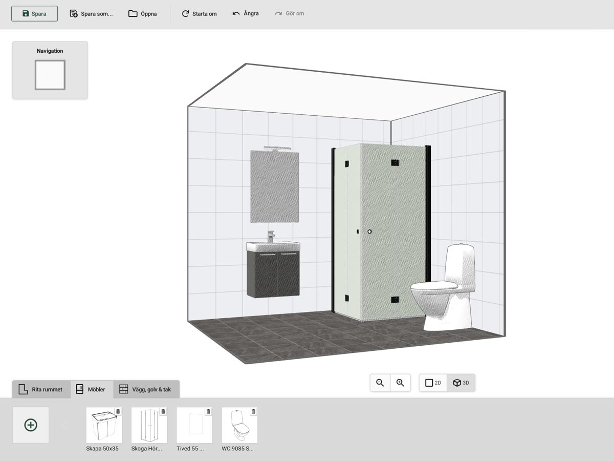 Tegn badeværelset i 3D