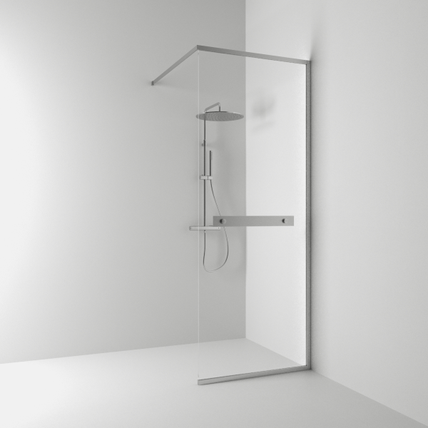 Langfoss skærmvæg med hylde